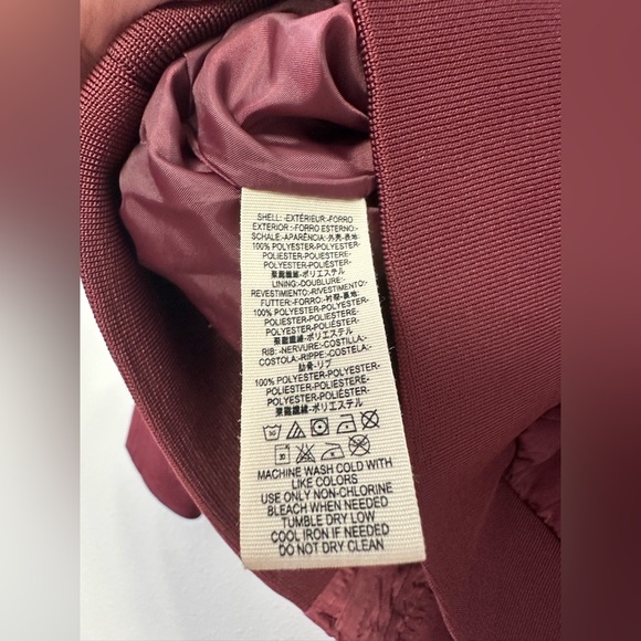 FREE PEOPLE MIDNIGHT BOMBER JACKET WINE MAROON FULL ZIP UP - Picture 9 of 9